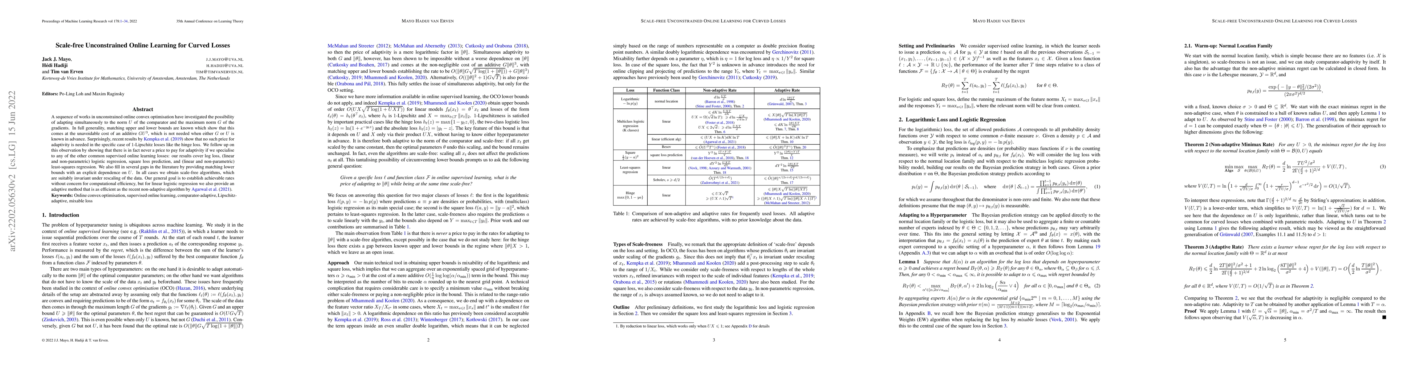 Thumbnail for Scale-free Unconstrained Online Learning for Curved Losses