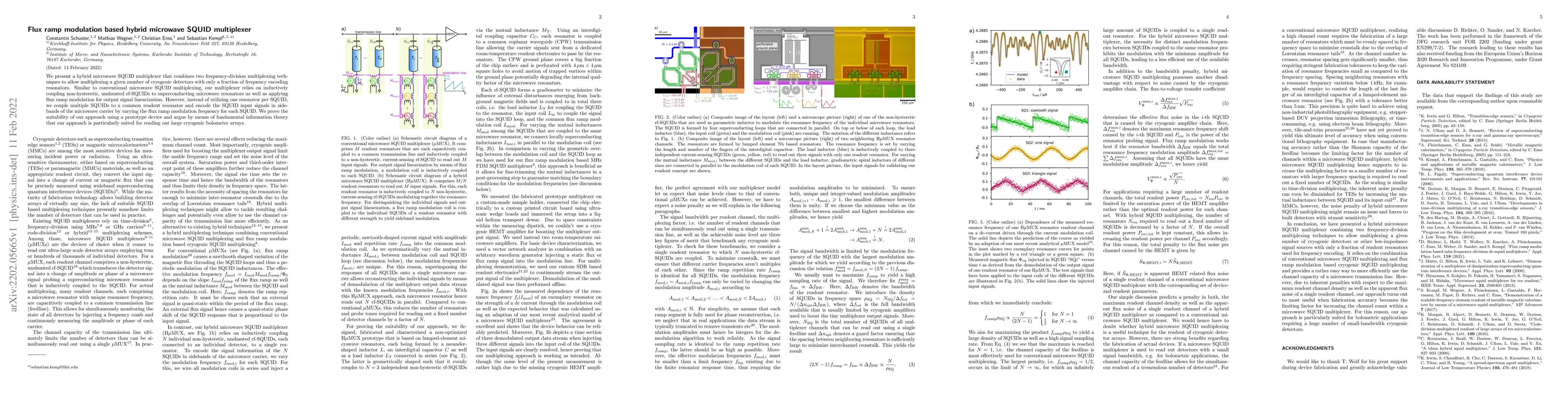 Thumbnail for Flux ramp modulation based hybrid microwave SQUID multiplexer