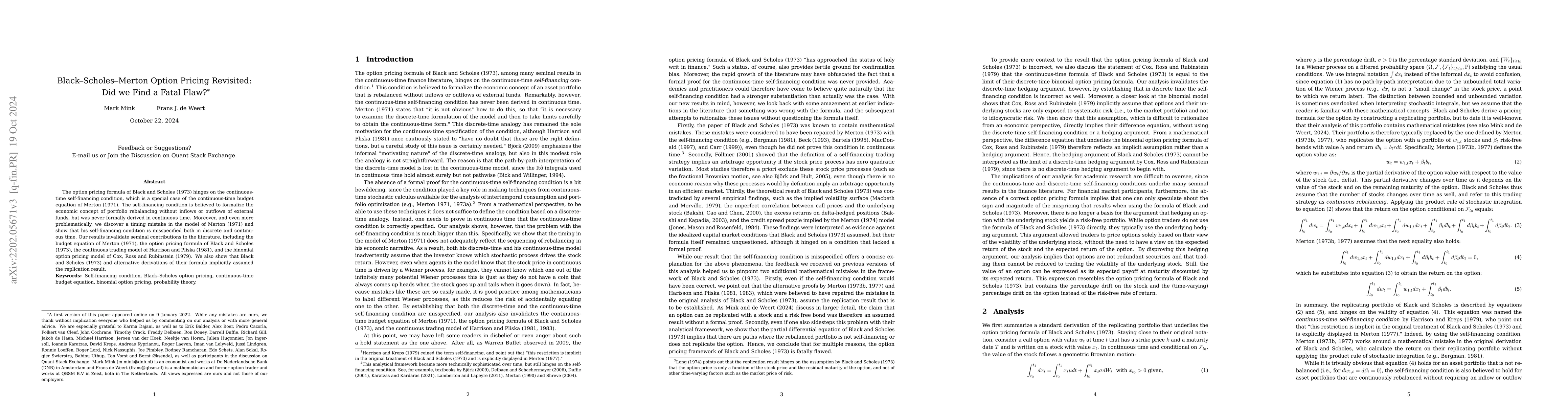 Thumbnail for Black-Scholes-Merton Option Pricing Revisited: Did we Find a Fatal Flaw?