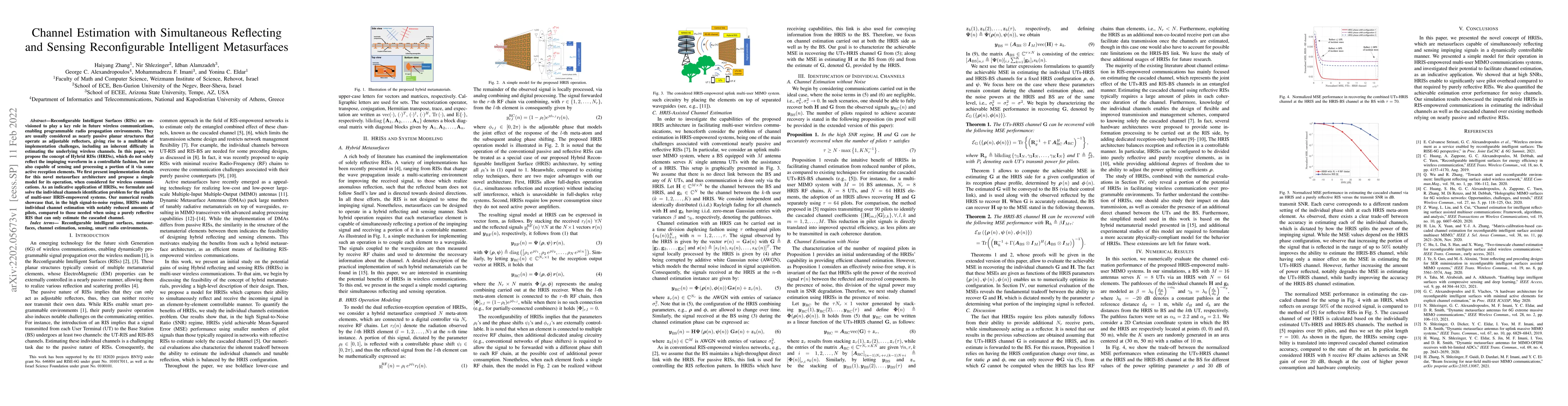 Thumbnail for Channel Estimation with Simultaneous Reflecting and Sensing
  Reconfigurable Intelligent Metasurfaces