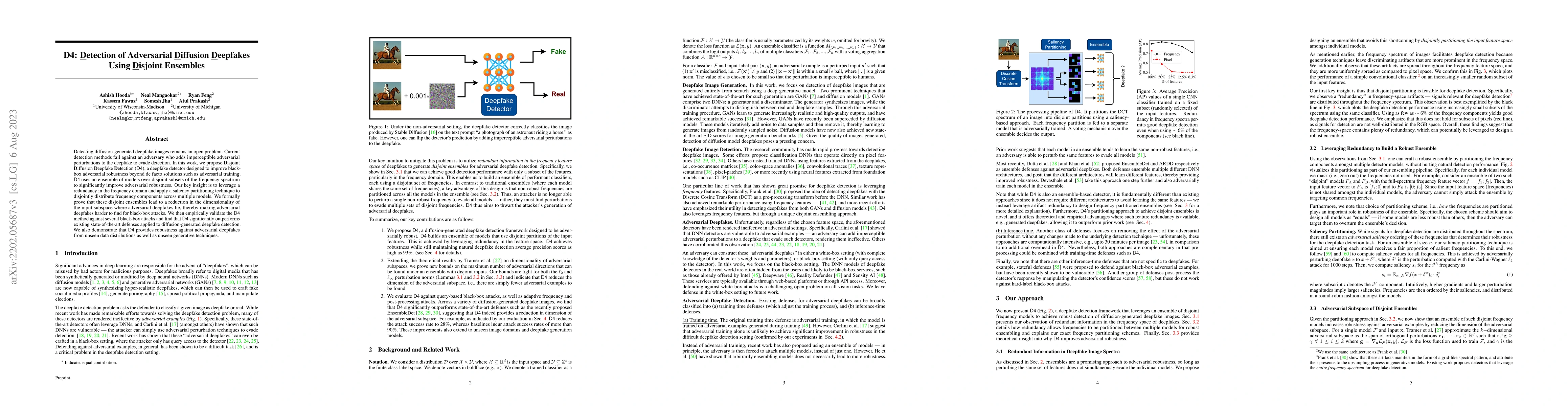 Thumbnail for D4: Detection of Adversarial Diffusion Deepfakes Using Disjoint
  Ensembles