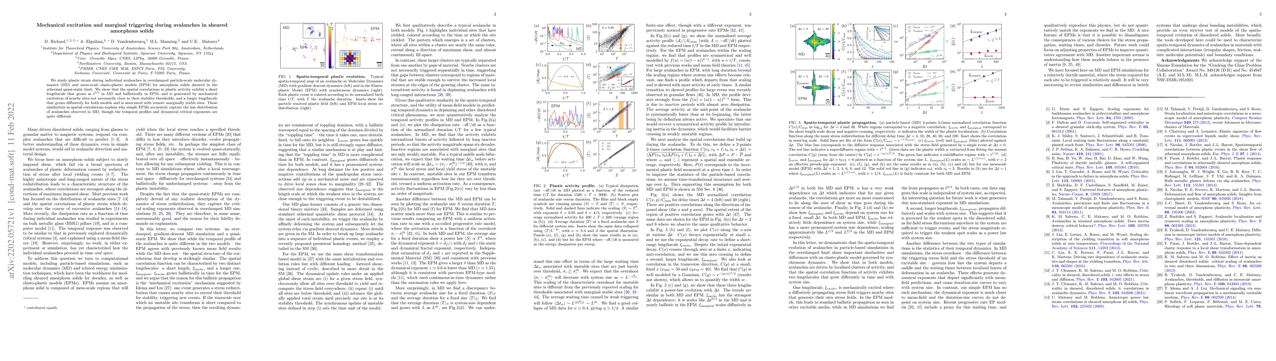 Thumbnail for Mechanical excitation and marginal triggering during avalanches in
  sheared amorphous solids