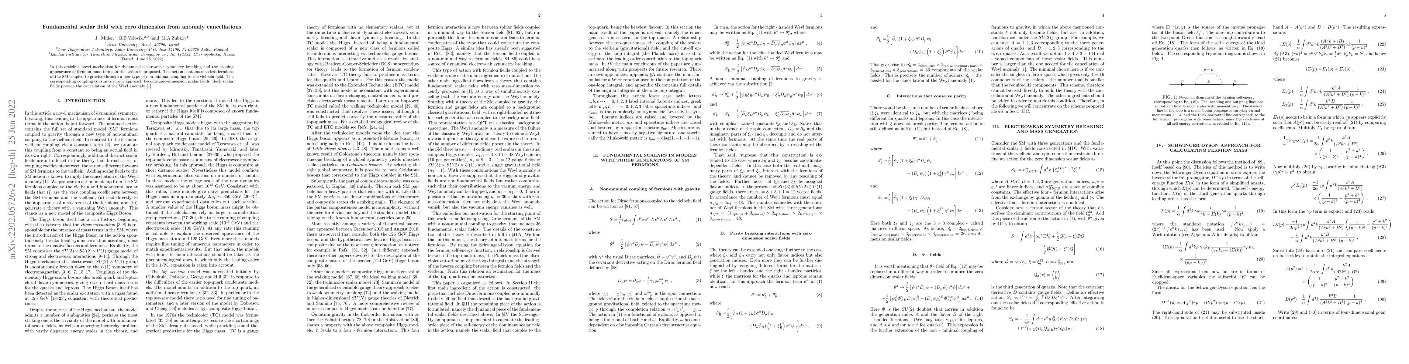 Thumbnail for Fundamental scalar field with zero dimension from anomaly cancelations