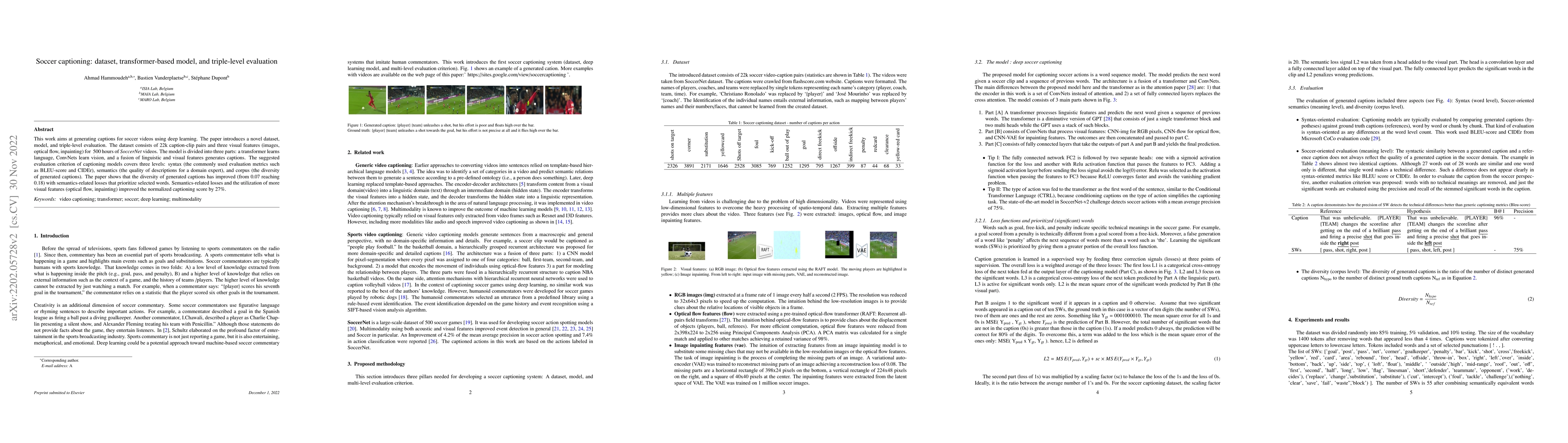 Thumbnail for Deep soccer captioning with transformer: dataset, semantics-related
  losses, and multi-level evaluation