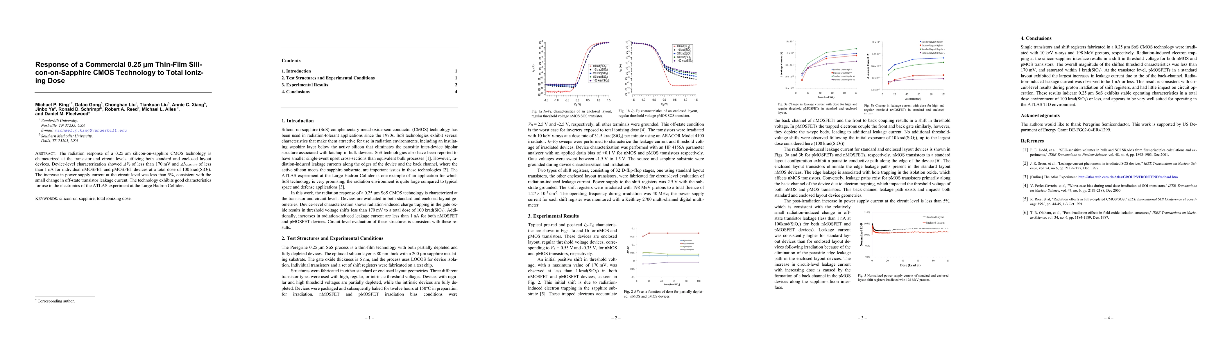 Thumbnail for Response of a Commercial 0.25 um Thin-Film Silicon-on-Sapphire CMOS
  Technology to Total Ionizing Dose