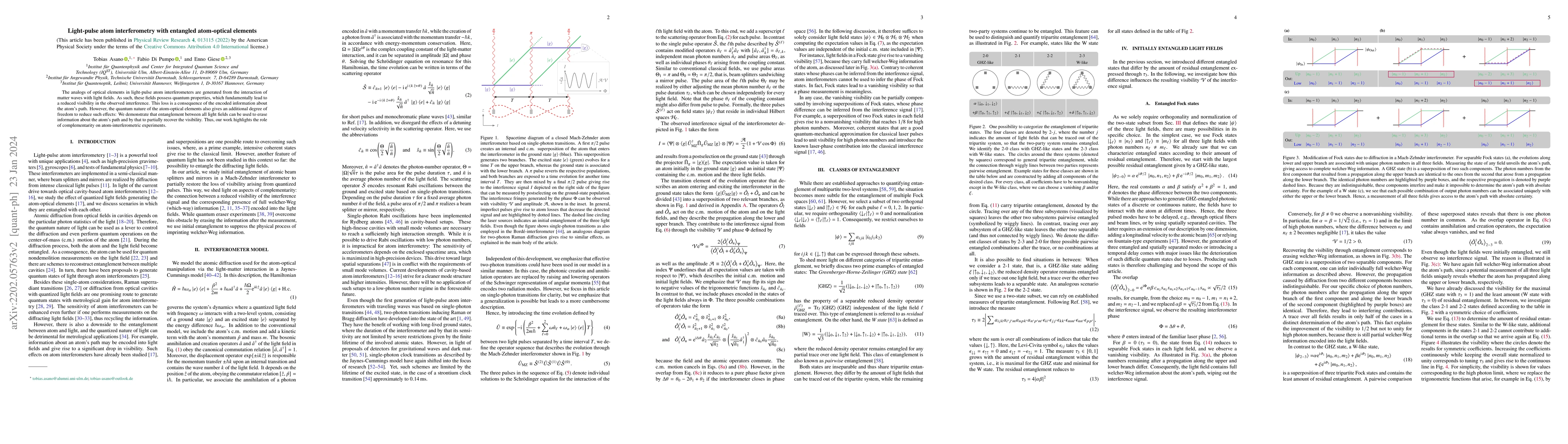 Thumbnail for Light-pulse atom interferometry with entangled atom-optical elements