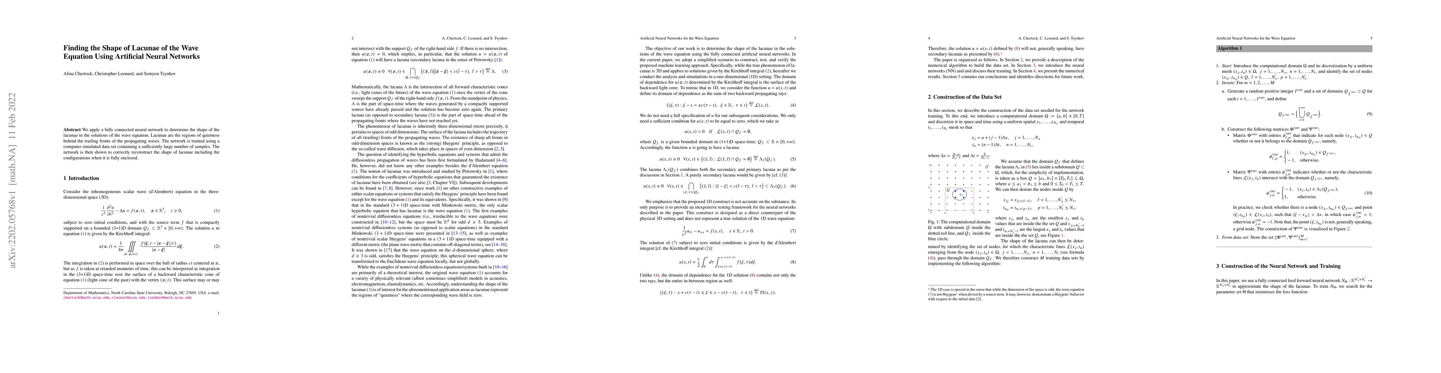Thumbnail for Finding the Shape of Lacunae of the Wave Equation Using Artificial
  Neural Networks