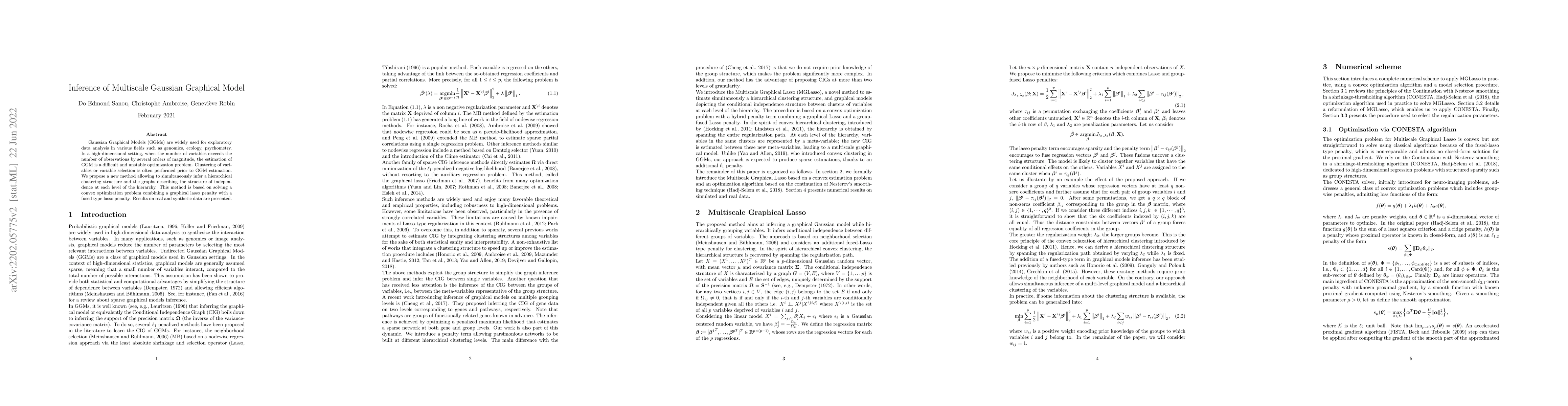 Thumbnail for Inference of Multiscale Gaussian Graphical Model