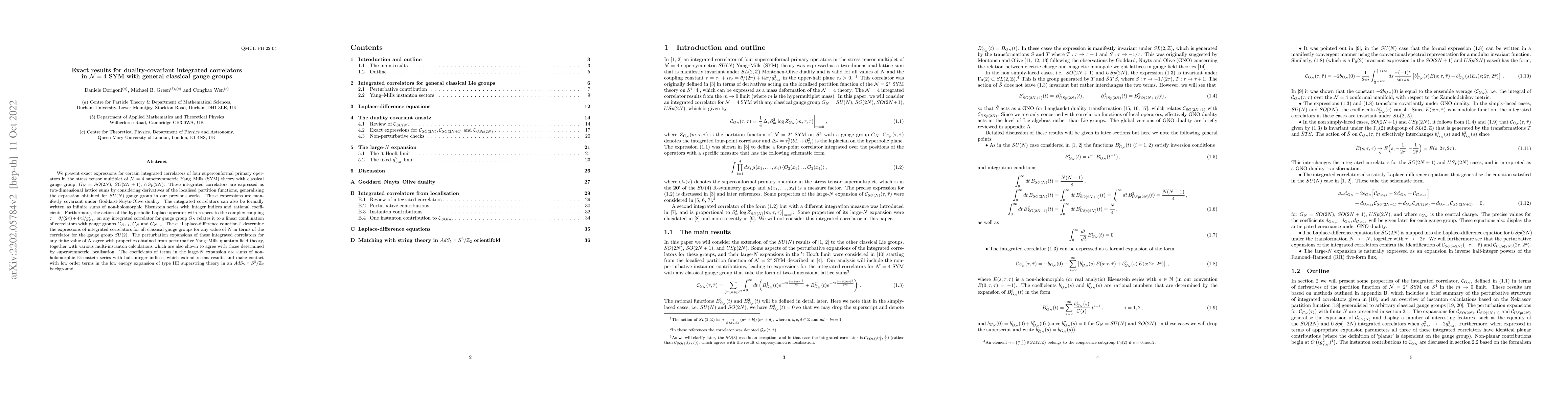 Thumbnail for Exact results for duality-covariant integrated correlators in
  $\mathcal{N}=4$ SYM with general classical gauge groups