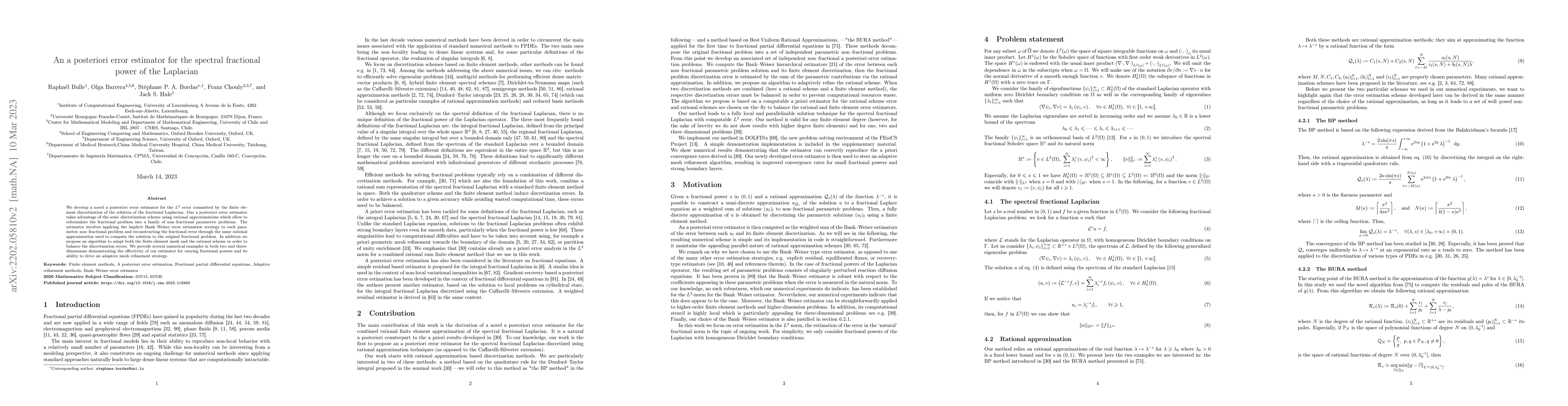 Thumbnail for An a posteriori error estimator for the spectral fractional power of the
  Laplacian