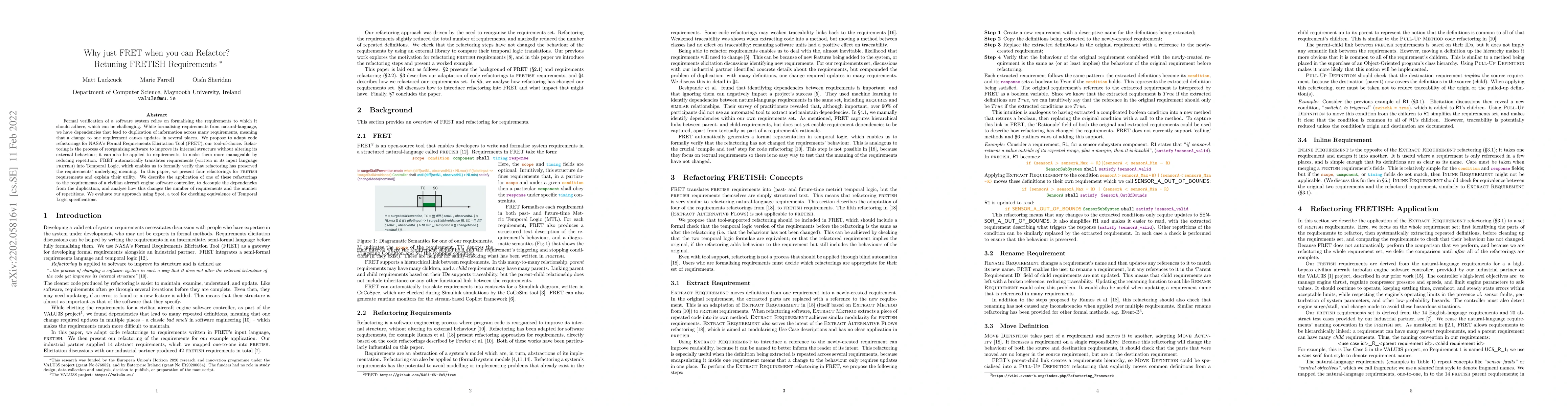 Thumbnail for Why just FRET when you can Refactor? Retuning FRETISH Requirements