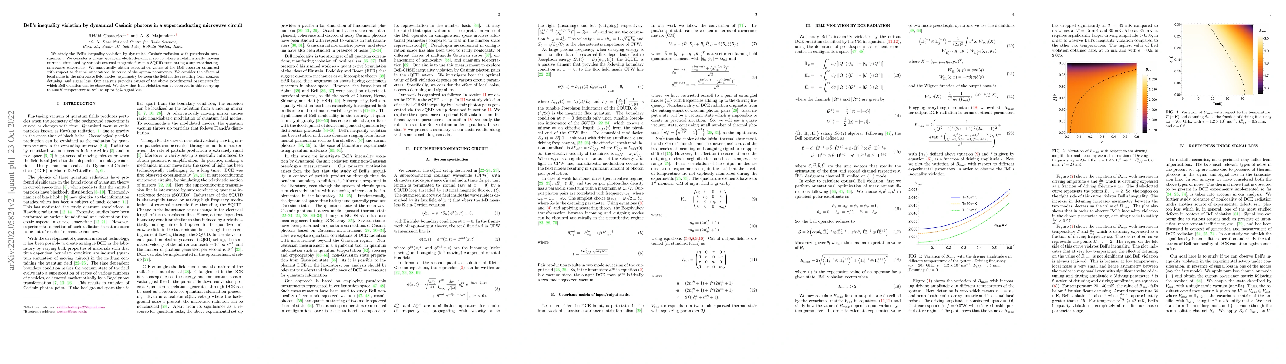 Thumbnail for Bell's inequality violation by dynamical Casimir photons in a
  superconducting microwave circuit