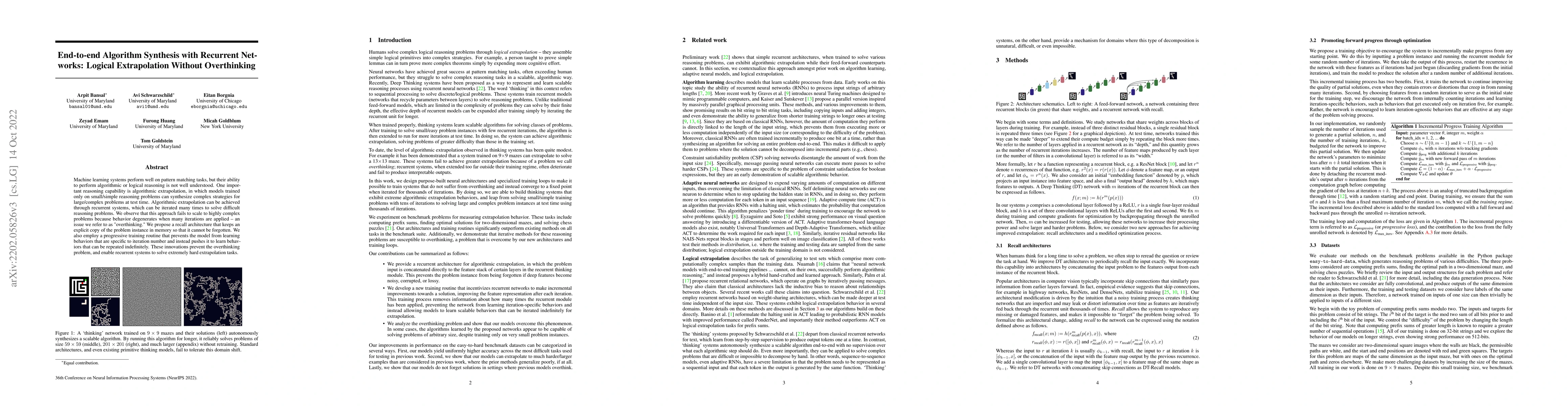 Thumbnail for End-to-end Algorithm Synthesis with Recurrent Networks: Logical
  Extrapolation Without Overthinking