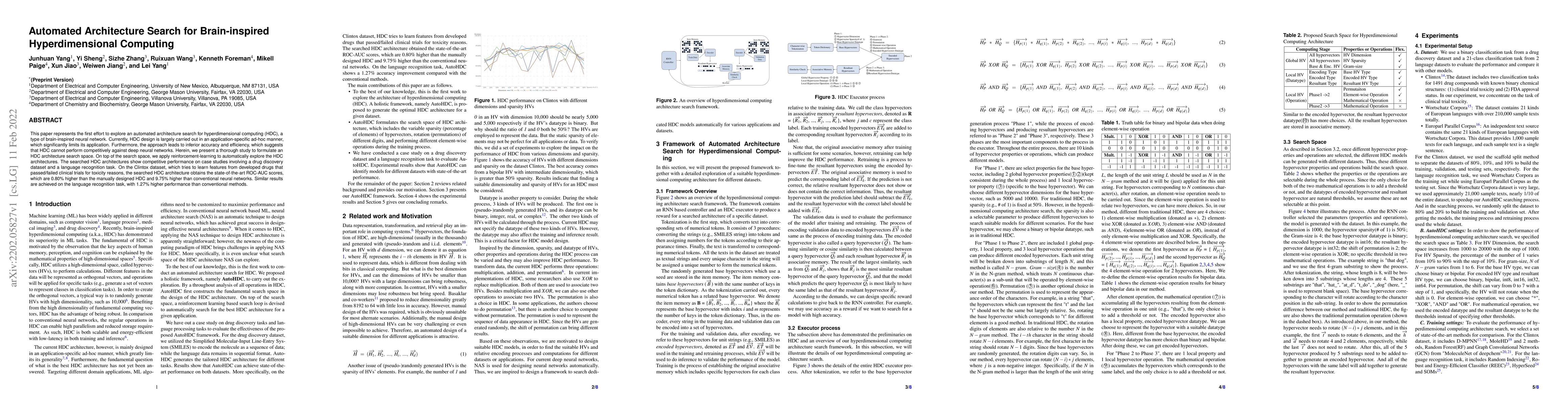 Thumbnail for Automated Architecture Search for Brain-inspired Hyperdimensional
  Computing