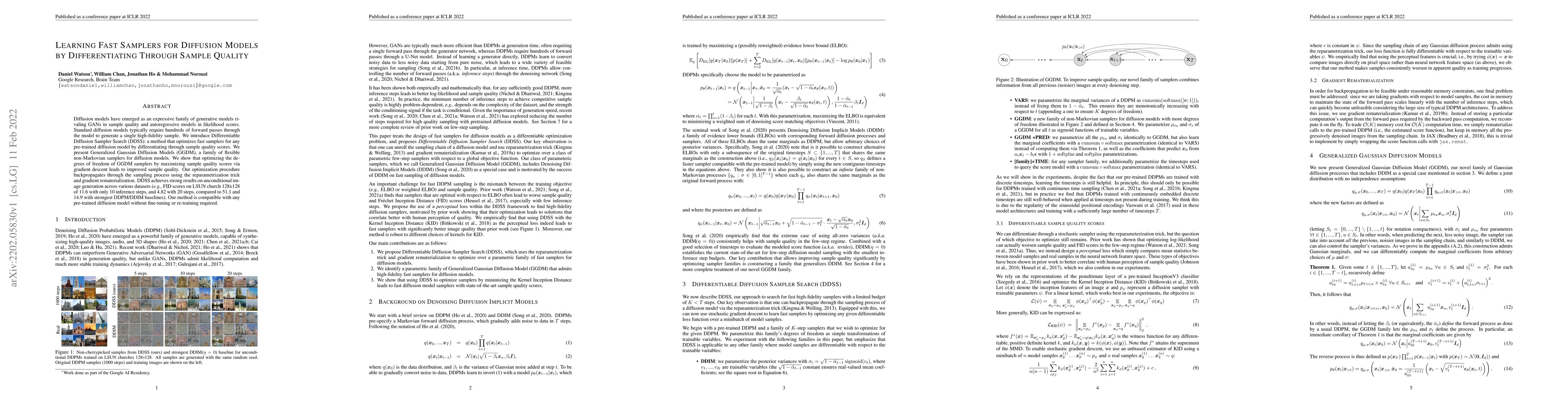 Thumbnail for Learning Fast Samplers for Diffusion Models by Differentiating Through
  Sample Quality