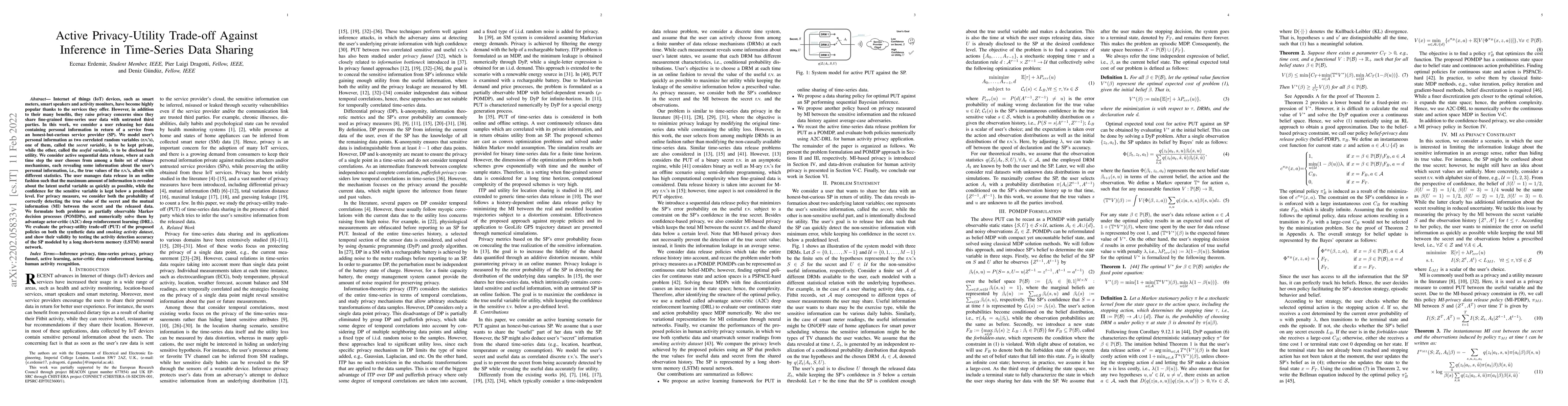 Thumbnail for Active Privacy-Utility Trade-off Against Inference in Time-Series Data
  Sharing
