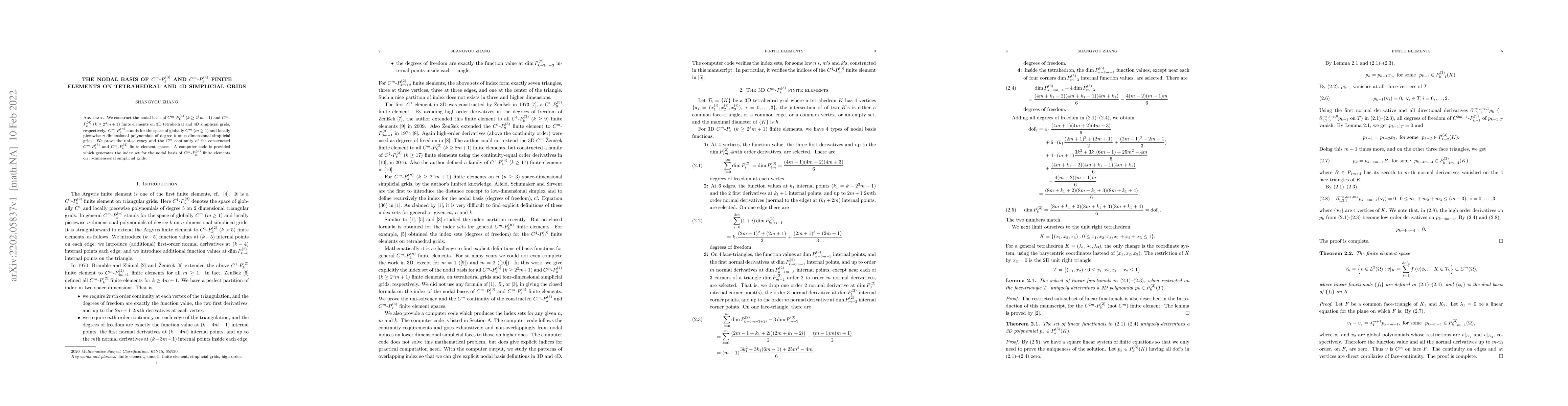 Thumbnail for The nodal basis of $C^m$-$P_{k}^{(3)}$ and $C^m$-$P_{k}^{(4)}$ finite
  elements on tetrahedral and 4D simplicial grids