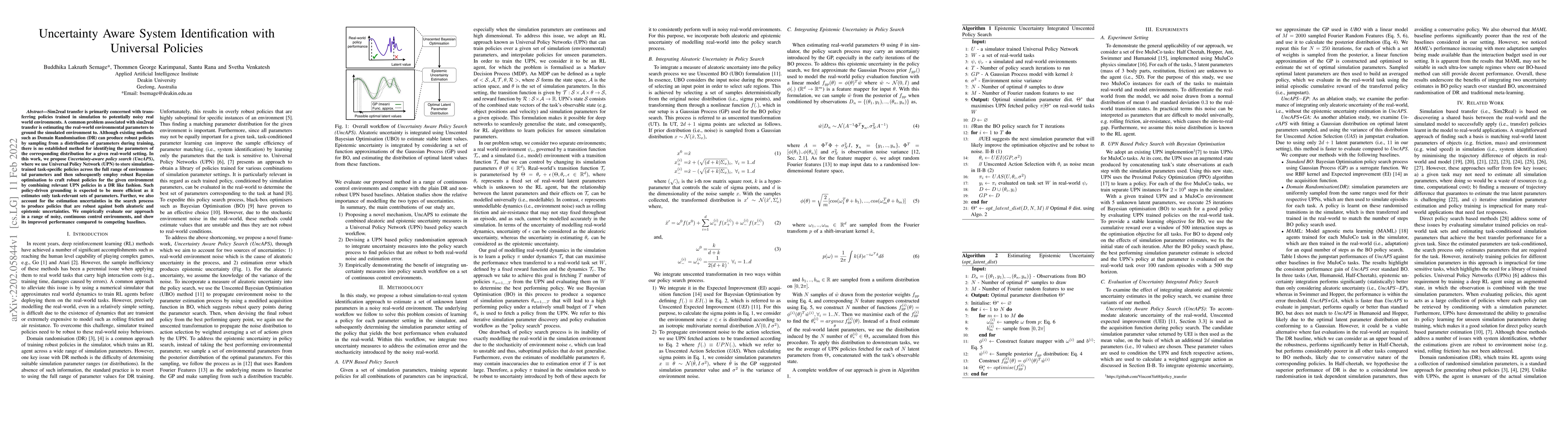 Thumbnail for Uncertainty Aware System Identification with Universal Policies