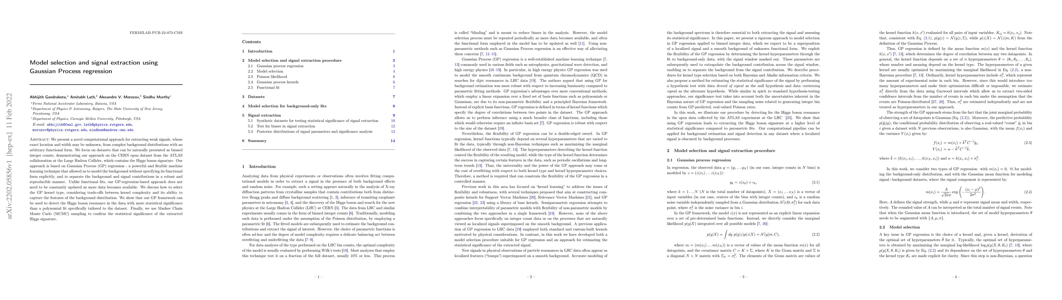Thumbnail for Model selection and signal extraction using Gaussian Process regression
