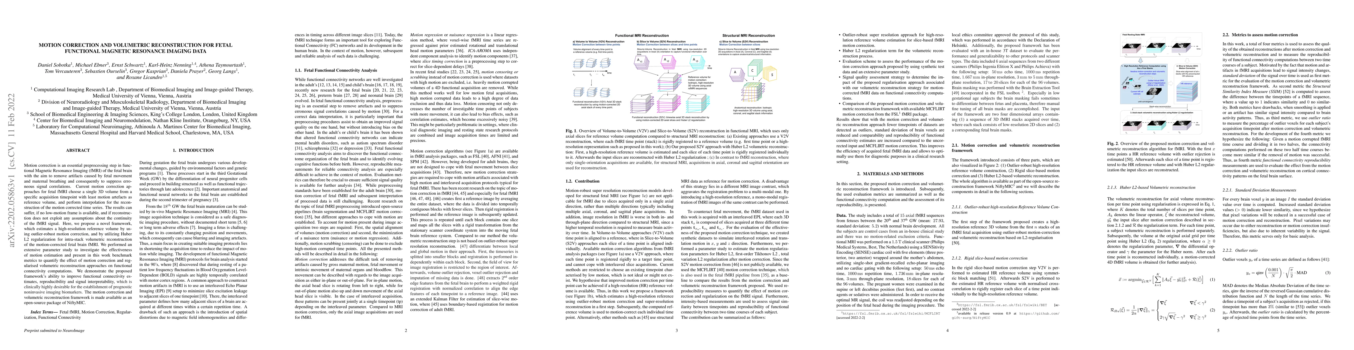 Thumbnail for Motion Correction and Volumetric Reconstruction for Fetal Functional
  Magnetic Resonance Imaging Data