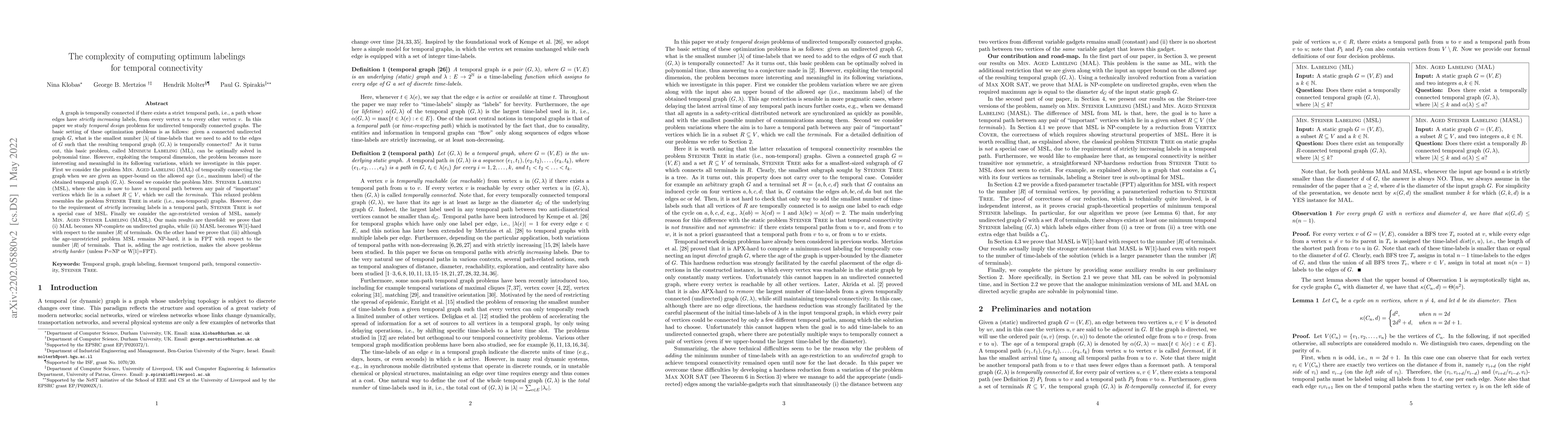 Thumbnail for The complexity of computing optimum labelings for temporal connectivity