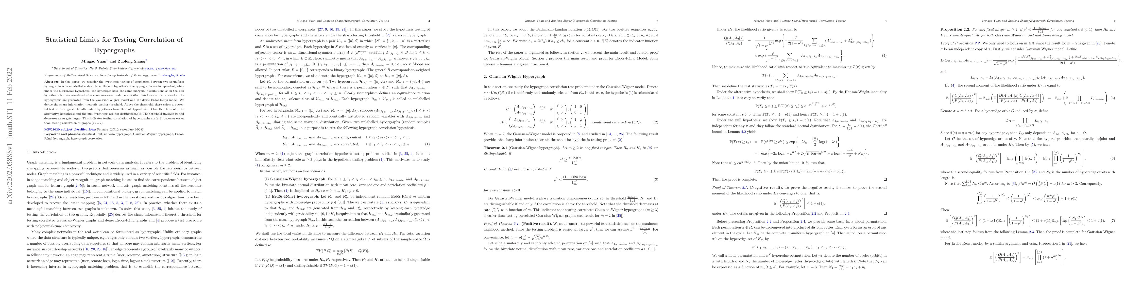 Thumbnail for Statistical Limits for Testing Correlation of Hypergraphs