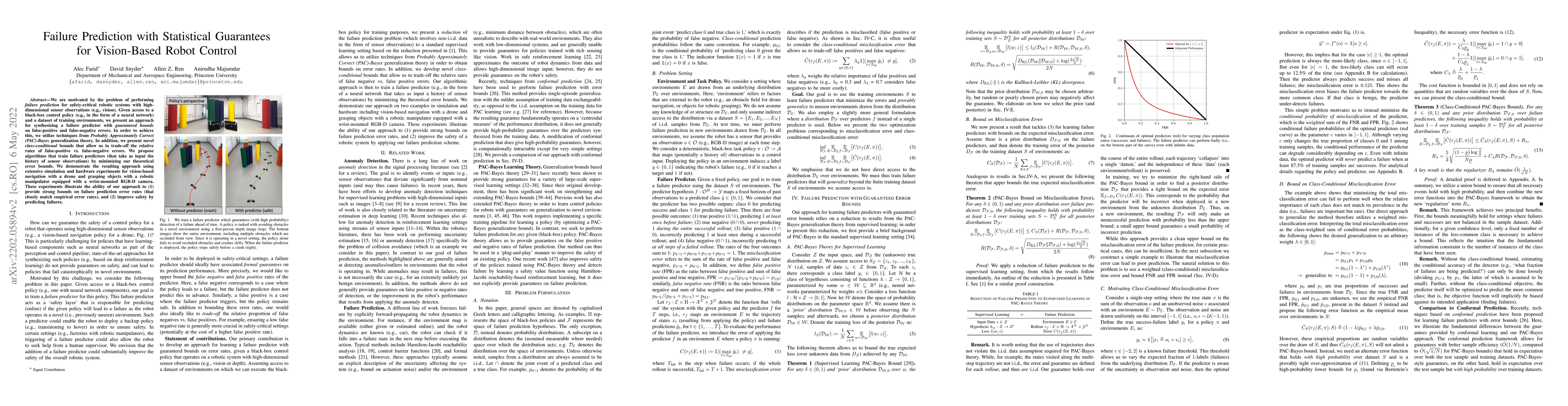 Thumbnail for Failure Prediction with Statistical Guarantees for Vision-Based Robot
  Control