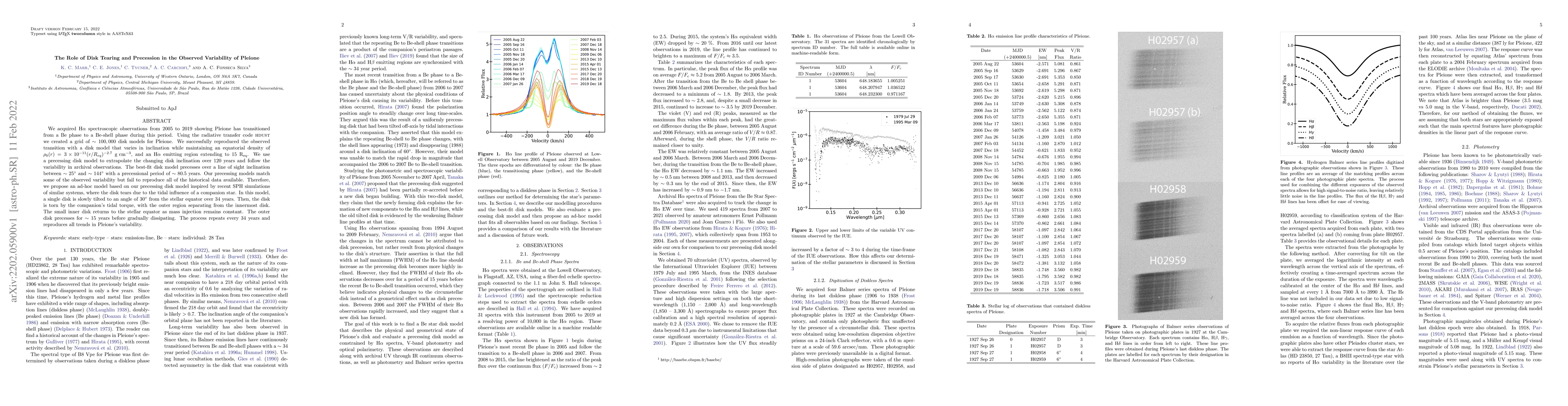 Thumbnail for The Role of Disk Tearing and Precession in the Observed Variability of
  Pleione