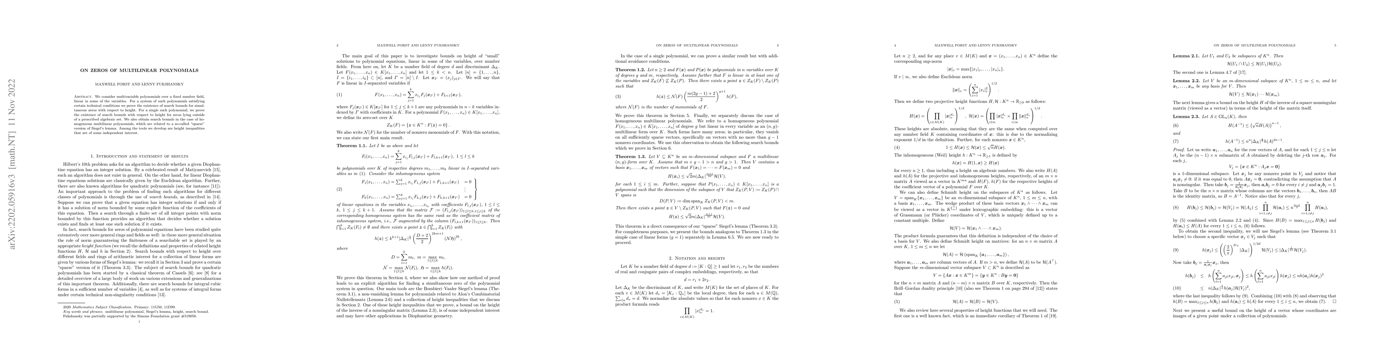 Thumbnail for On zeros of multilinear polynomials