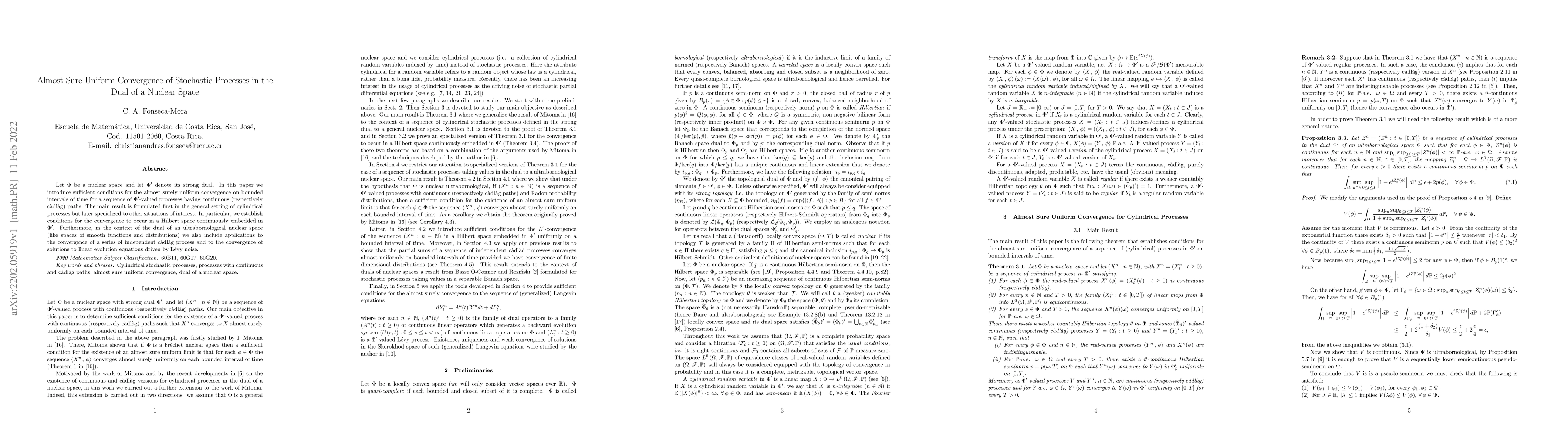 Thumbnail for Almost Sure Uniform Convergence of Stochastic Processes in the Dual of a
  Nuclear Space