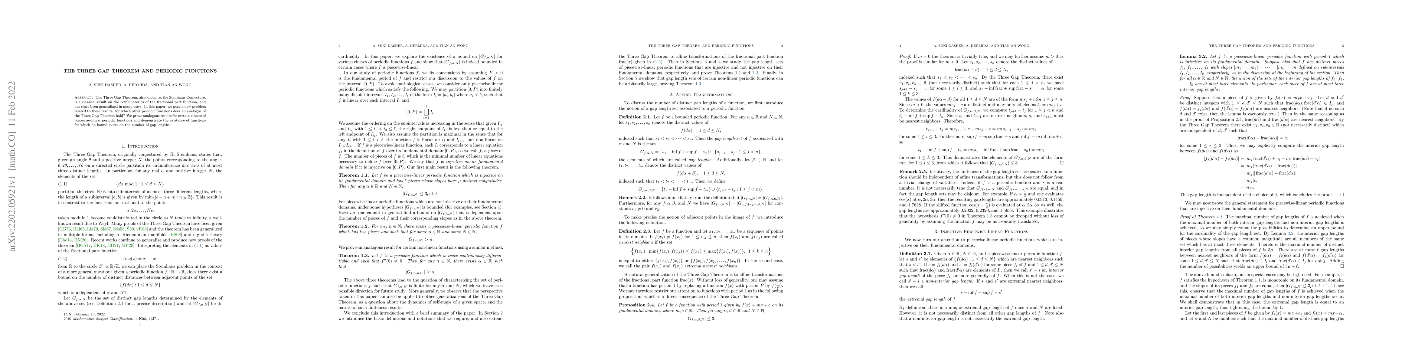 Thumbnail for The Three Gap Theorem and Periodic Functions