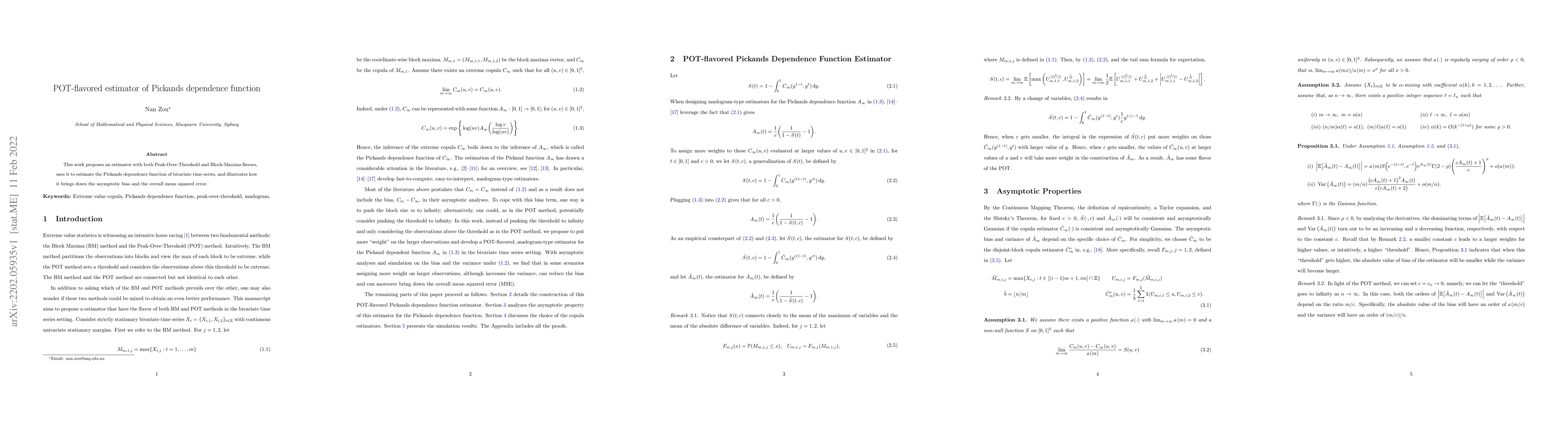 Thumbnail for POT-flavored estimator of Pickands dependence function