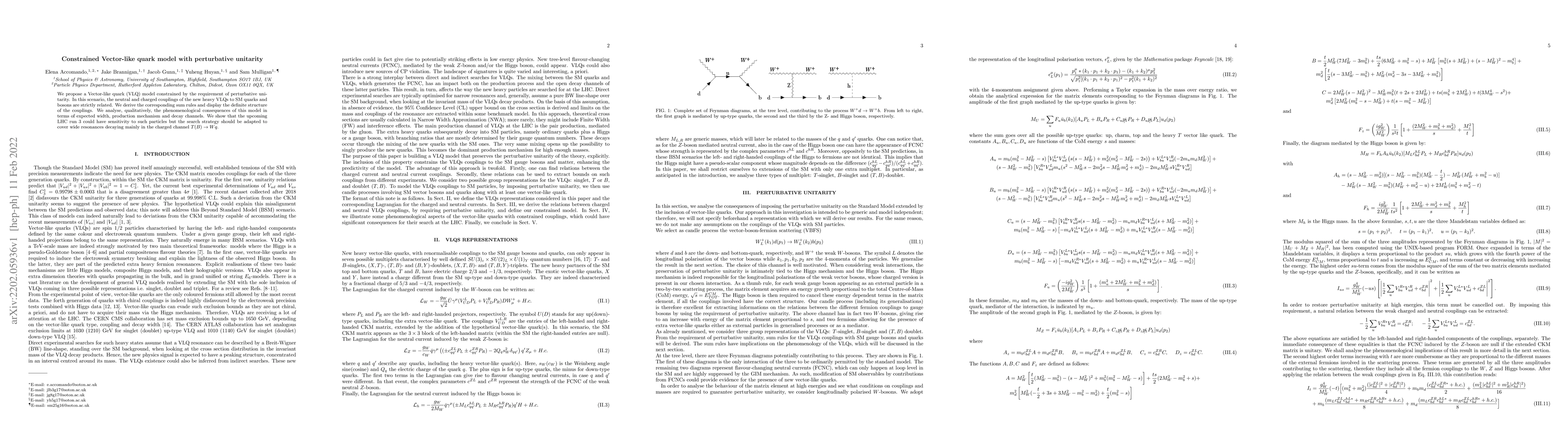Thumbnail for Constrained Vector-like quark model with perturbative unitarity