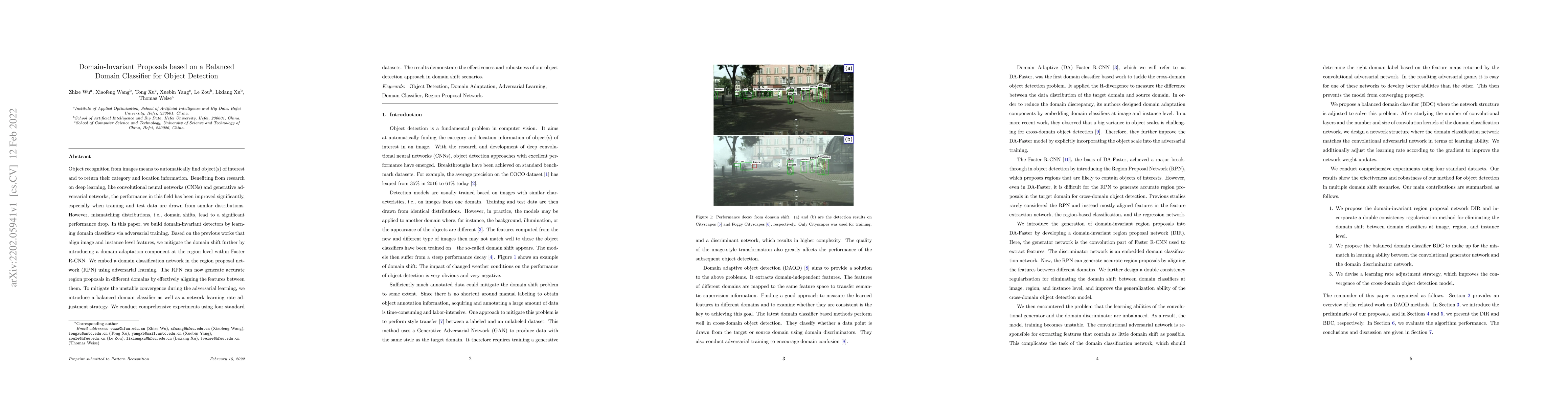 Thumbnail for Domain-Invariant Proposals based on a Balanced Domain Classifier for
  Object Detection