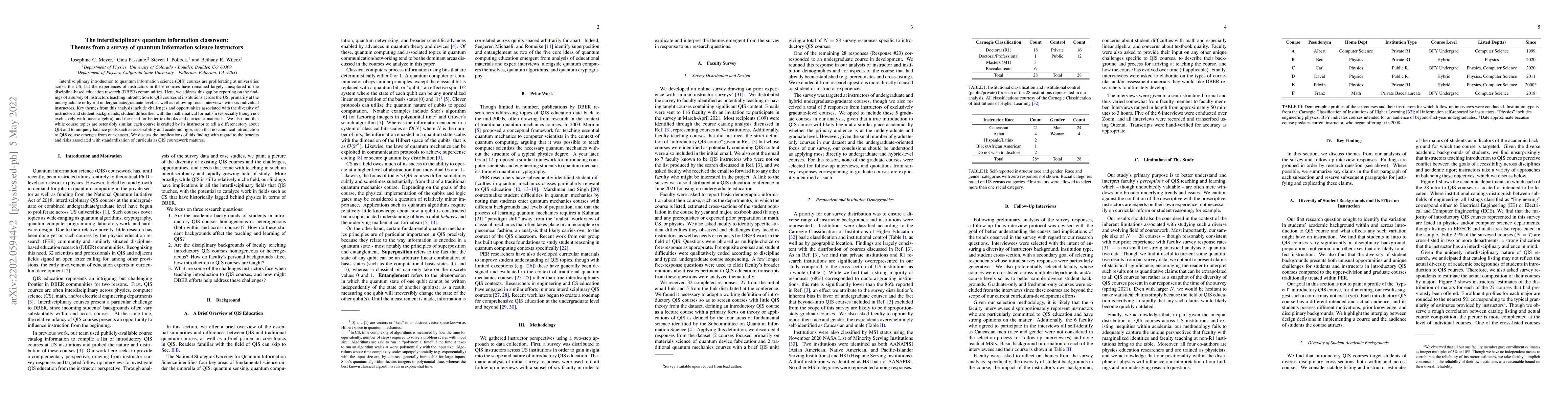 Thumbnail for The interdisciplinary quantum information classroom: Themes from a
  survey of quantum information science instructors