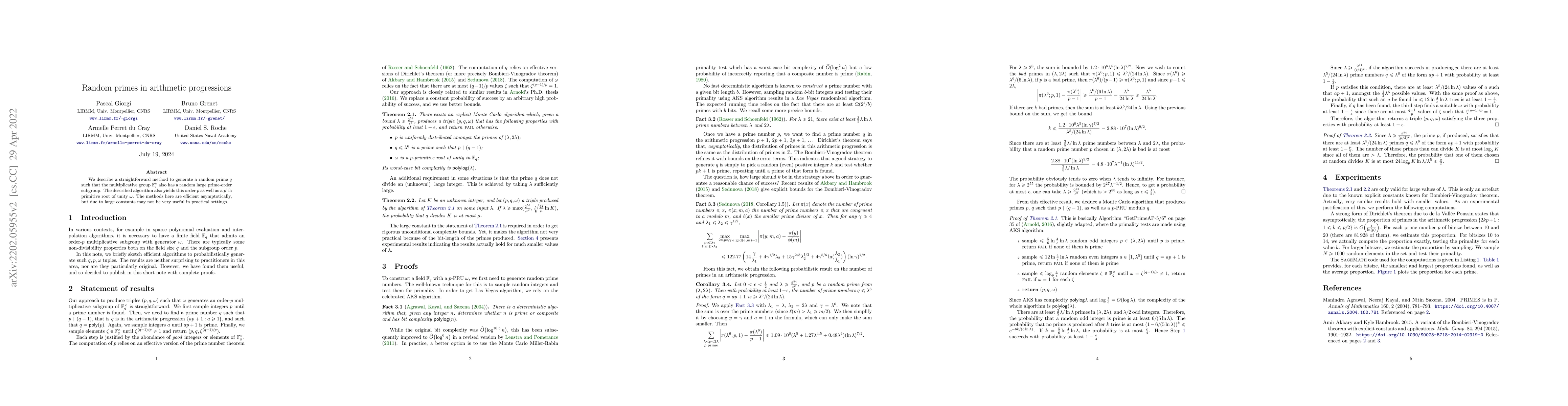 Thumbnail for Random primes in arithmetic progressions