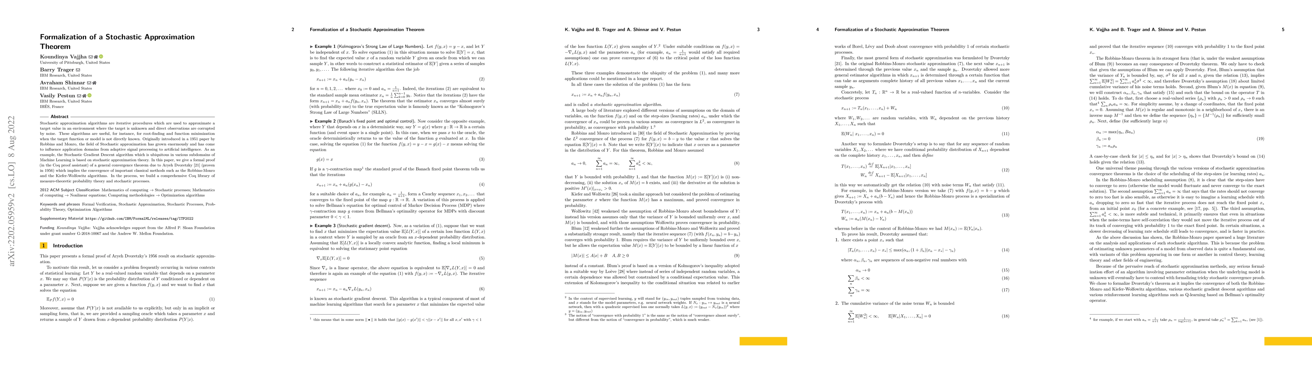 Thumbnail for Formalization of a Stochastic Approximation Theorem