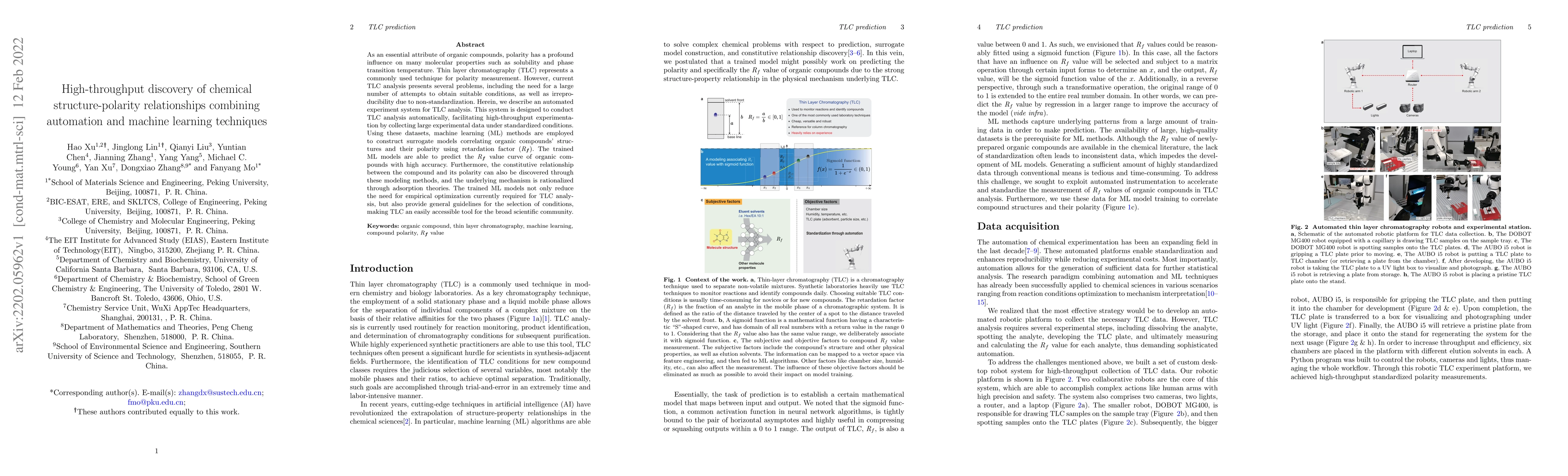 Thumbnail for High-throughput discovery of chemical structure-polarity relationships
  combining automation and machine learning techniques