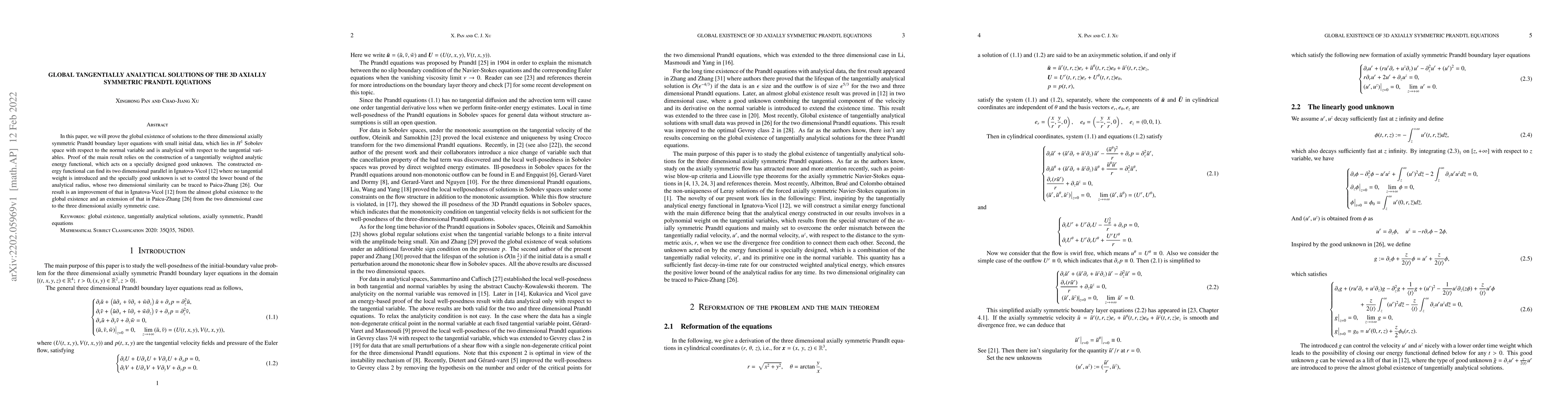 Thumbnail for Global tangentially analytical solutions of the 3D axially symmetric
  Prandtl equations