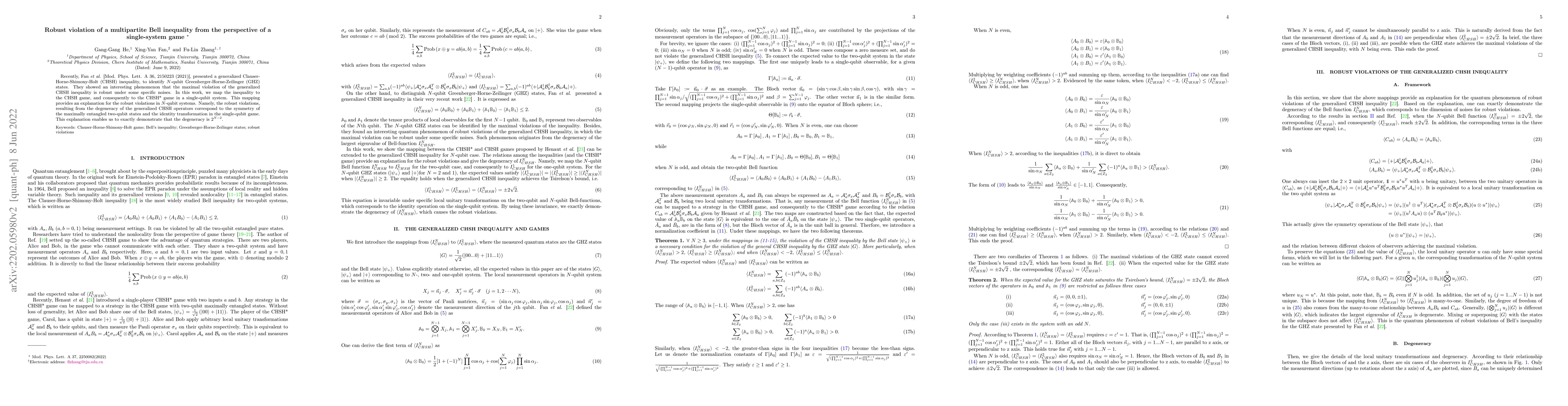 Thumbnail for Robust violation of a multipartite Bell inequality from the perspective
  of a single-system game