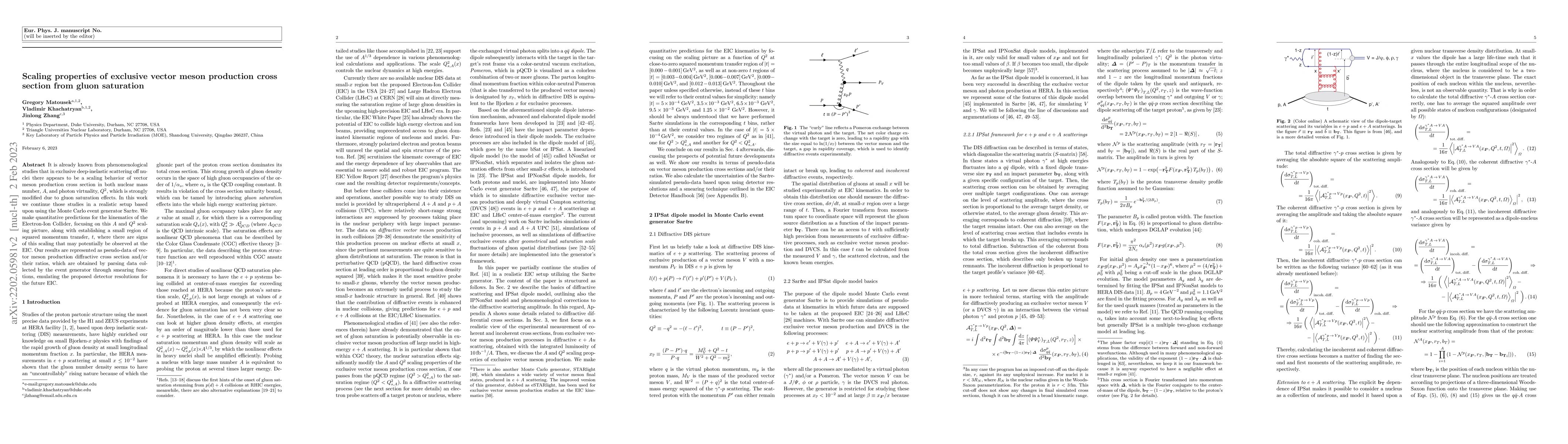 Thumbnail for Scaling properties of exclusive vector meson production cross section
  from gluon saturation