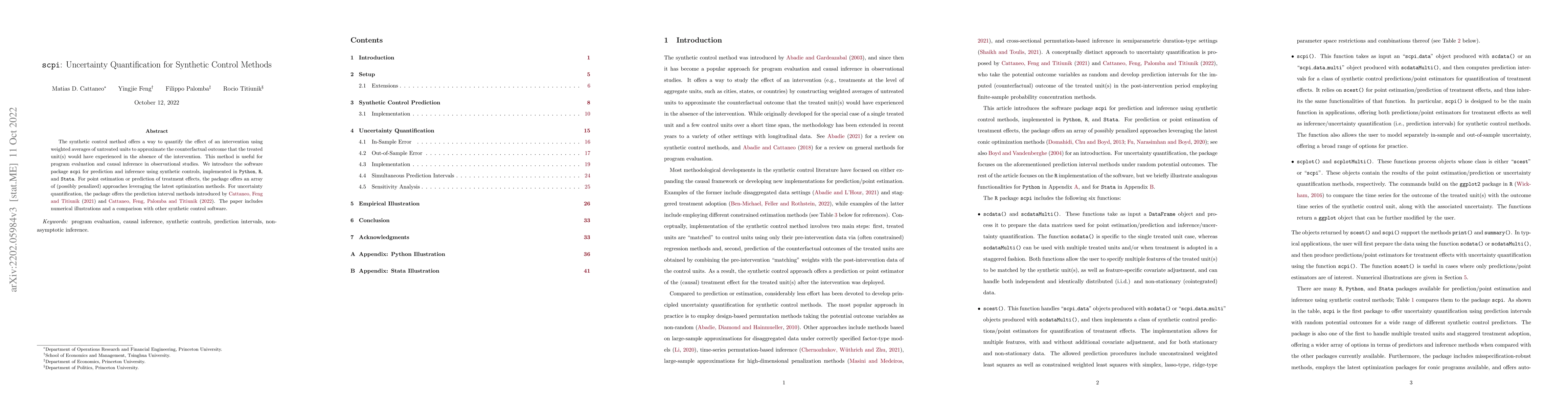 Thumbnail for scpi: Uncertainty Quantification for Synthetic Control Methods