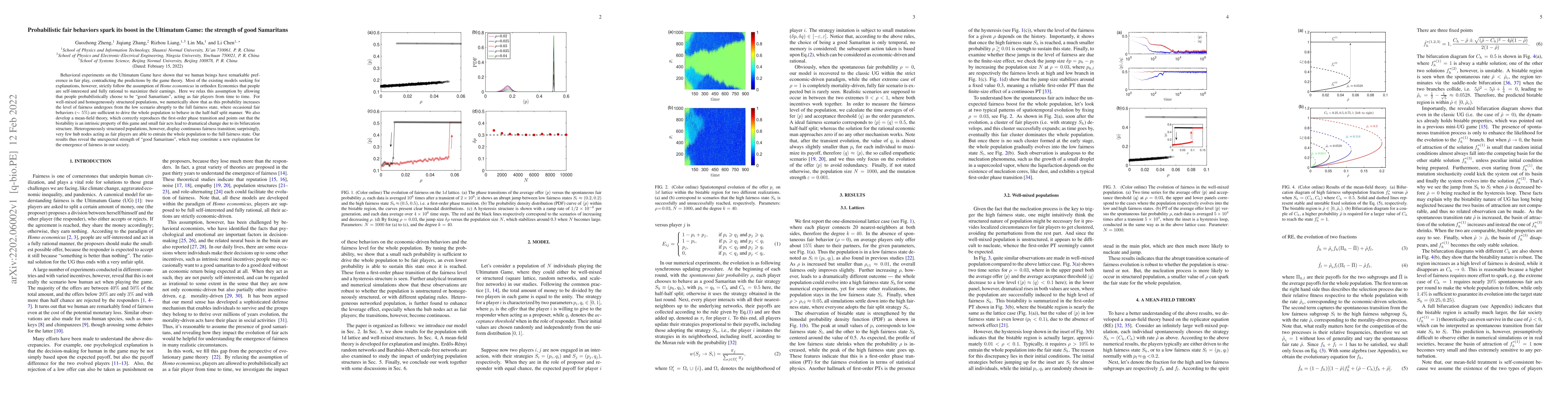 Thumbnail for Probabilistic fair behaviors spark its boost in the Ultimatum Game: the
  strength of good Samaritans