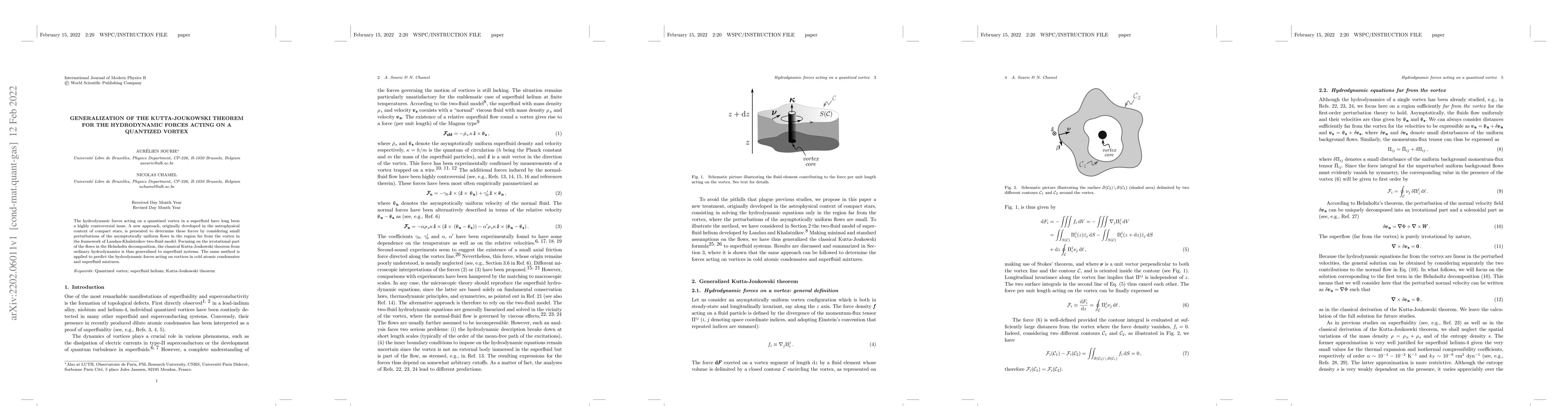 Thumbnail for Generalization of the Kutta-Joukowski theorem for the hydrodynamic
  forces acting on a quantized vortex