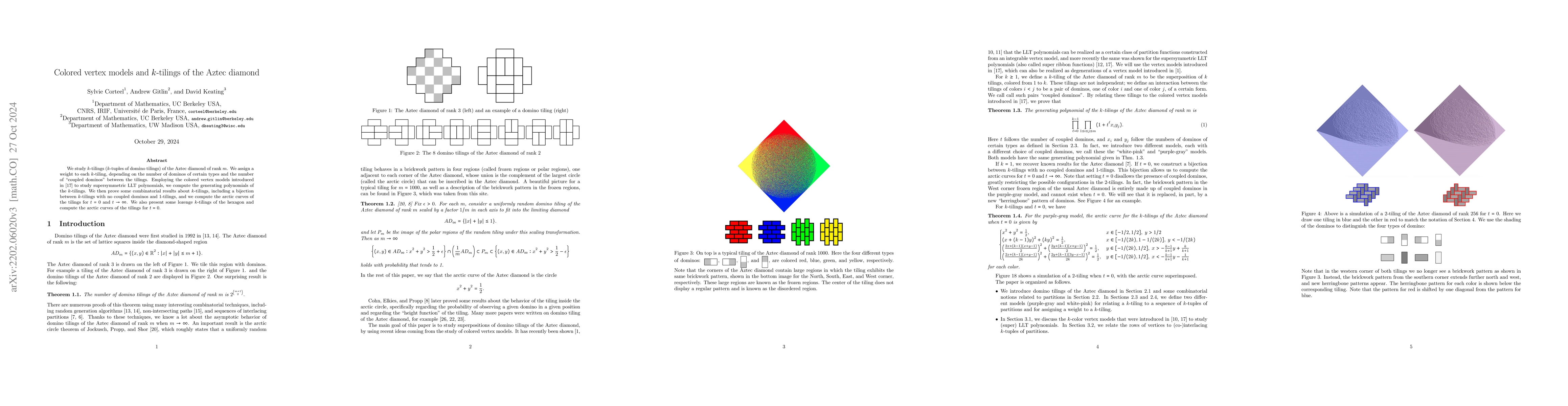 Thumbnail for Colored vertex models and $k$-tilings of the Aztec diamond