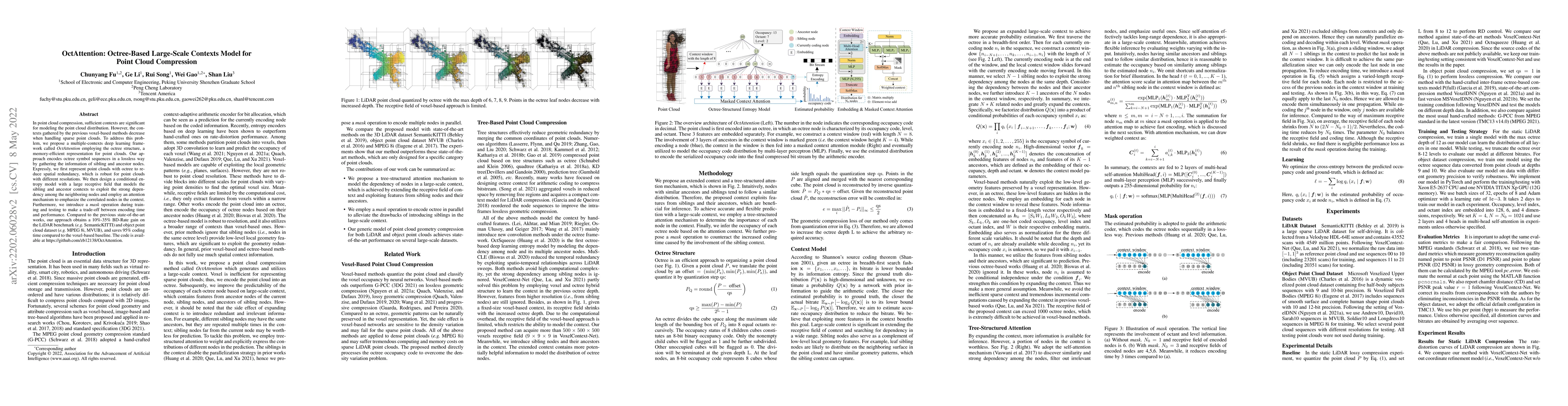 Thumbnail for OctAttention: Octree-Based Large-Scale Contexts Model for Point Cloud
  Compression