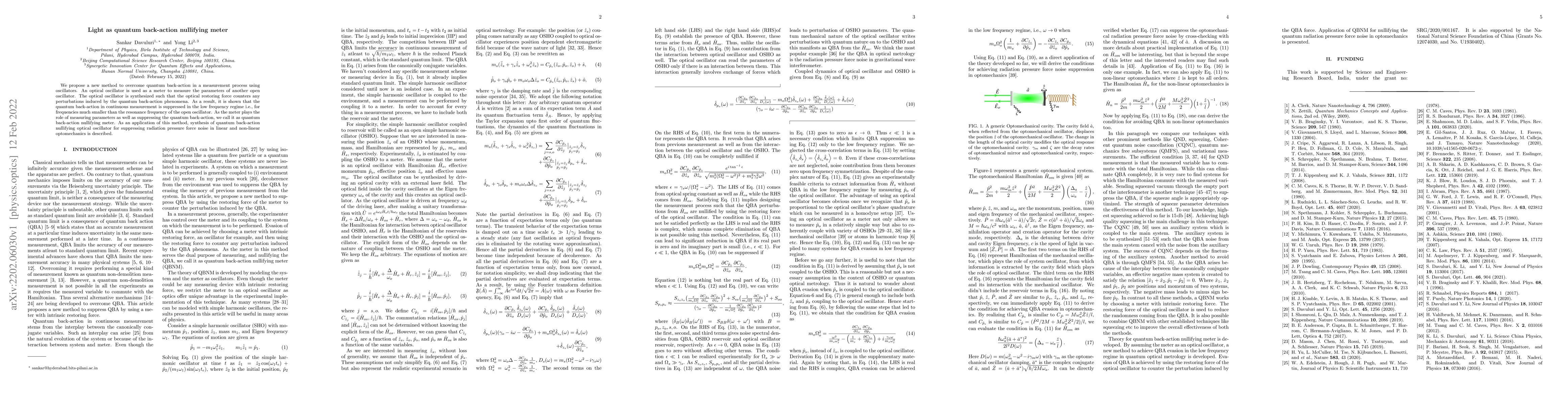 Thumbnail for Light as quantum back-action nullifying meter