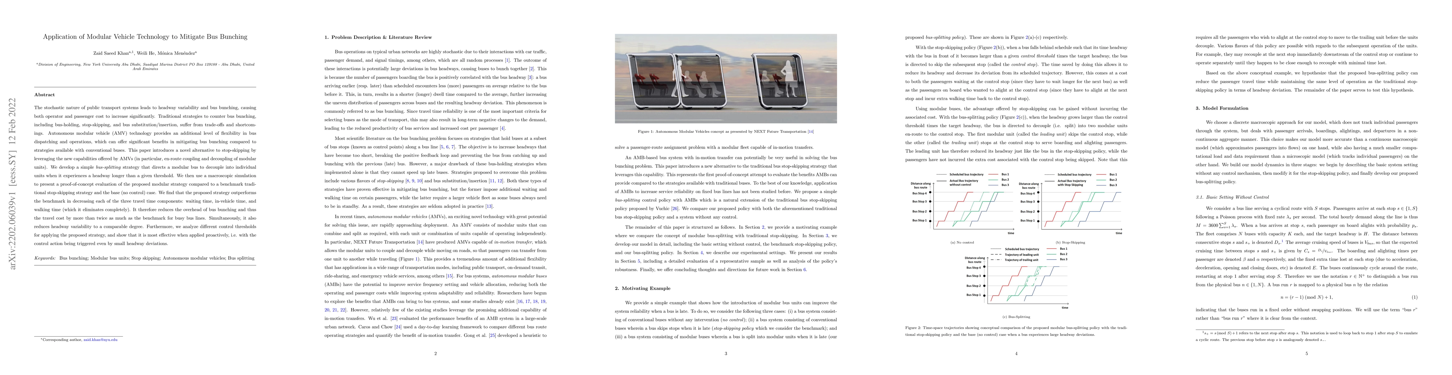 Thumbnail for Application of Modular Vehicle Technology to Mitigate Bus Bunching