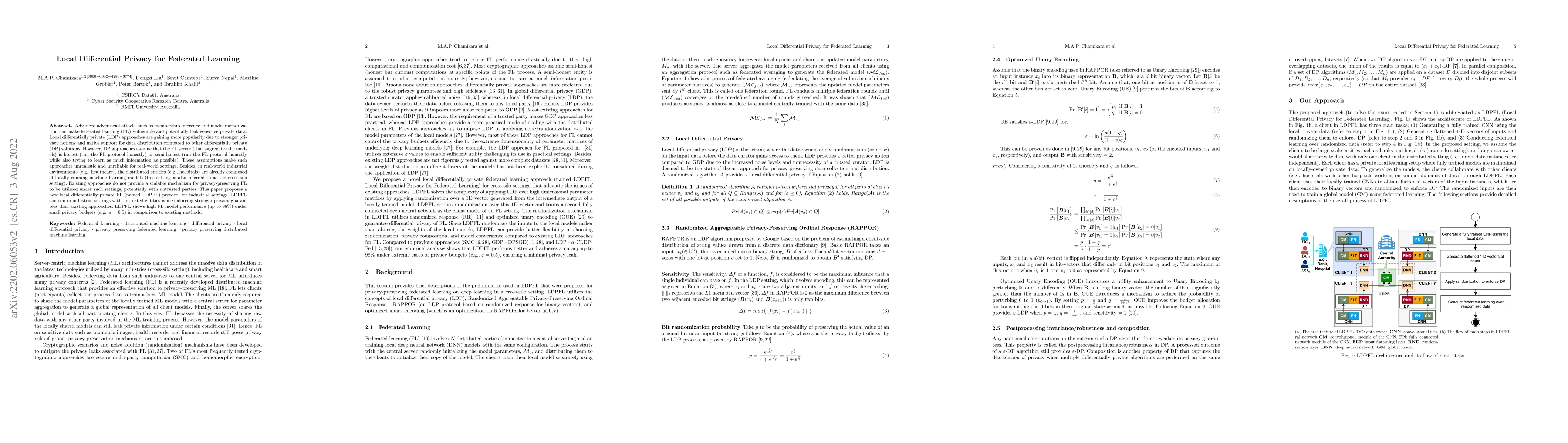 Thumbnail for Local Differential Privacy for Federated Learning