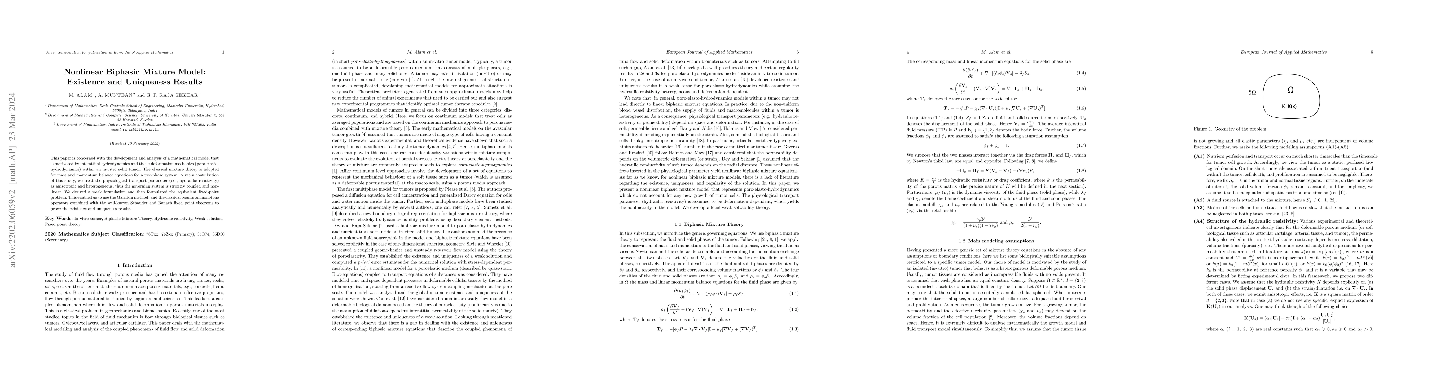 Thumbnail for Nonlinear biphasic mixture model: existence and uniqueness results